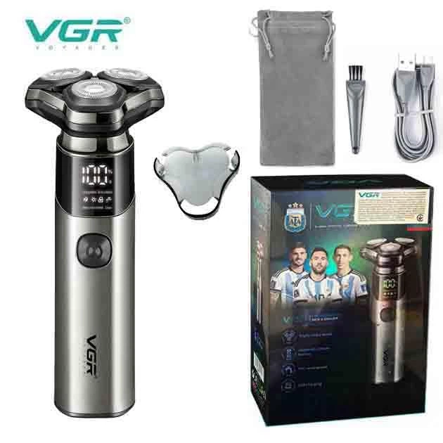 Електробритва VGR V 321 роторна, 3 плаваючі головки, IPX7, акумуляторна, для вологого та сухого гоління — 2