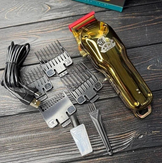Машинка для стрижки VGR V-678 професійна акумуляторна 8 Вт металева з USB зарядкою 180 хв роботи насадки 3 6 10 13 мм — 2