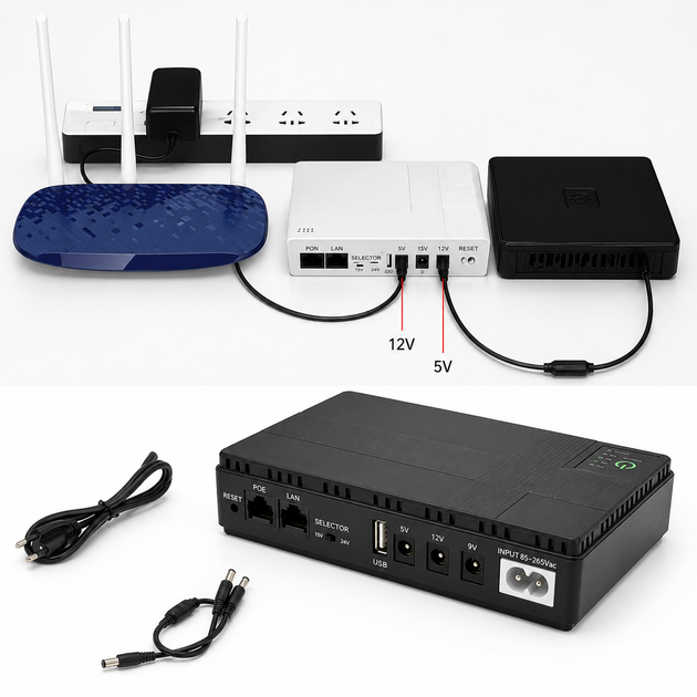 Міні ДБЖ (Mini UPS) DC UPS 10400 mAh для роутера, ONU, модему, камер відеоспостереження 5V/9V/12V — 4