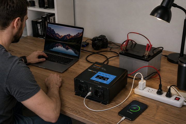 Перетворювач AC/DC 1800W AX Sine з чистим синусом / Інвертор з дисплеєм та виходами: 3 x USB, 1 x Type-C / Перетворювач напруги — 2