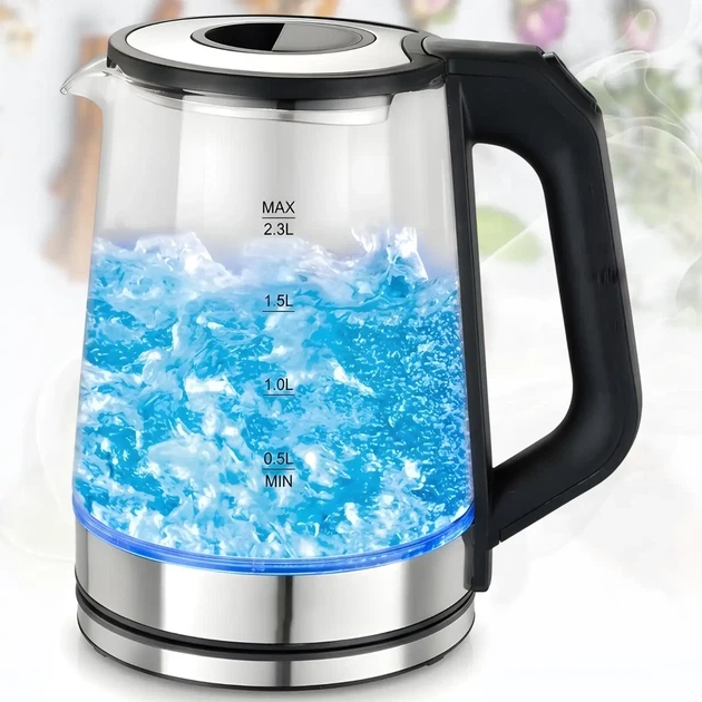 Електрочайник Domotec MS 7846 2.3L 2000 W скляний з LED-підсвіткою і захистом від перегрівання