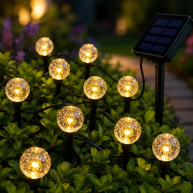 Садовий світильник Garden Light з сонячною панеллю для саду і газону, Кулясті ліхтарі з бульбашками Solar для освітлення вулиці, Світлодіодна LED-гірлянда для саду довговічна та енергозберігаюча декоративна лампа — 3