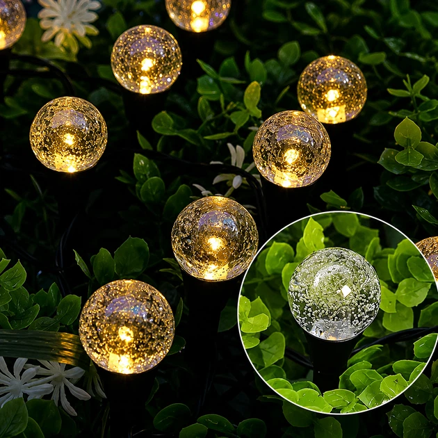 Садовий світильник Garden Light з сонячною панеллю для саду і газону, Кулясті ліхтарі з бульбашками Solar для освітлення вулиці, Світлодіодна LED-гірлянда для саду довговічна та енергозберігаюча декоративна лампа — 5