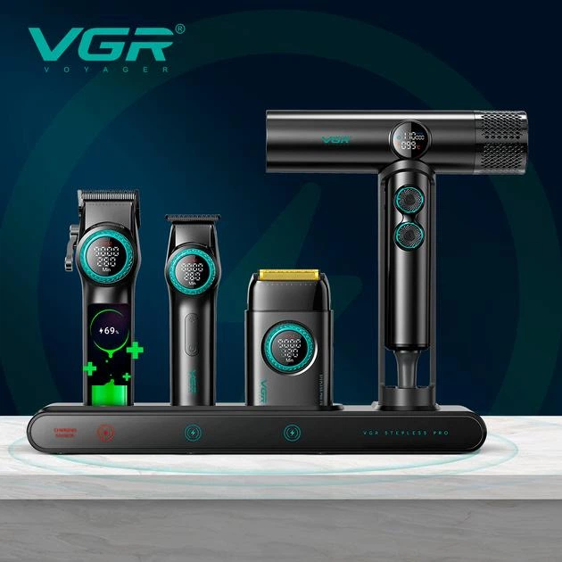 Набір для барбера VGR STEPLESS PRO 4 в 1 з феном та шейвером — 3