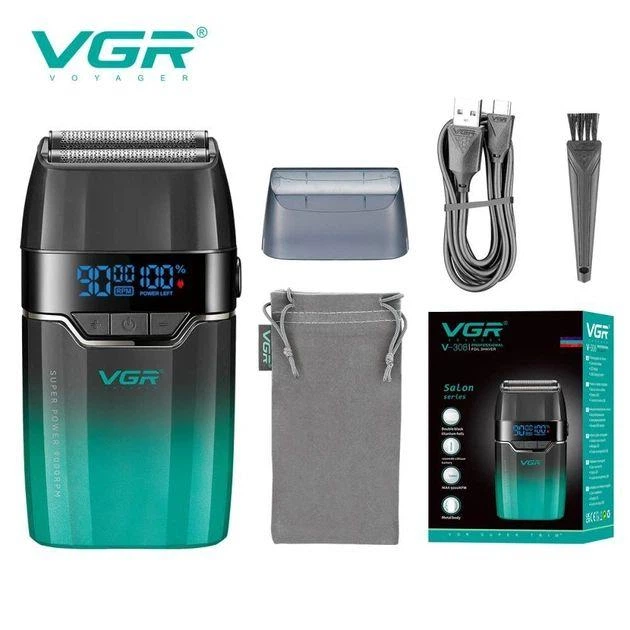 Чоловіча електробритва VGR V-308 VG Green/Black з акумуляторним живленням та цифровим дисплеєм — 3