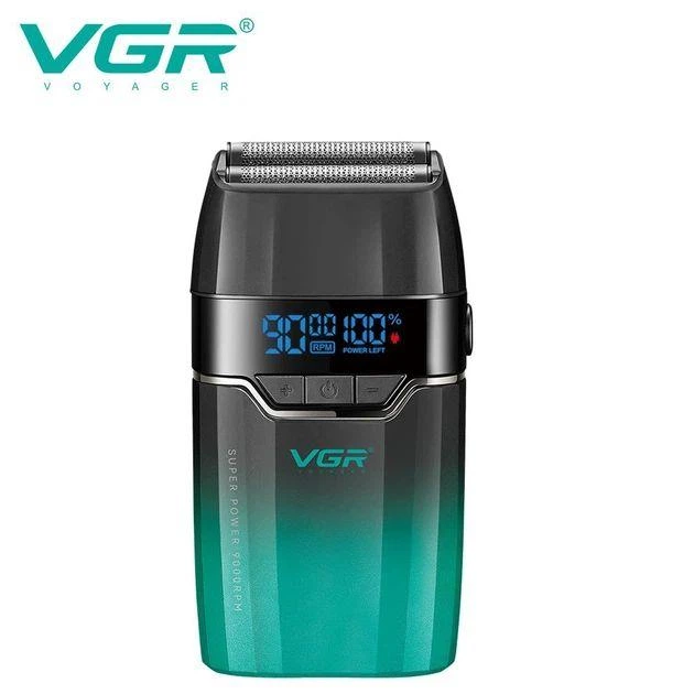 Чоловіча електробритва VGR V-308 VG Green/Black з акумуляторним живленням та цифровим дисплеєм
