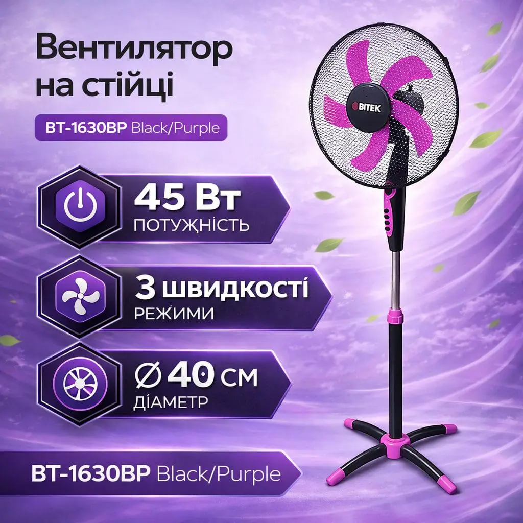 Вентилятор BITEK BT-1630BP 16" (40см) — 2