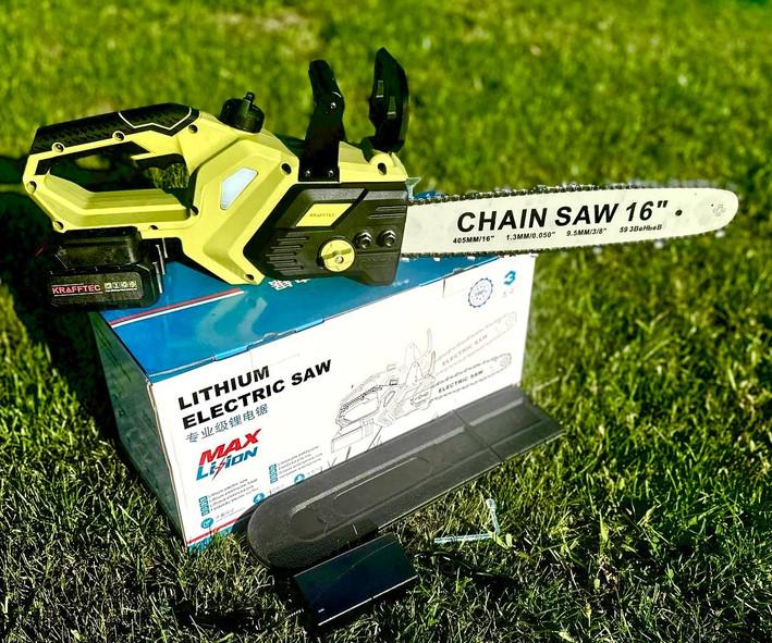 Пила ланцюгова акумуляторна Krafftec Max 48V 6Ah АКБ 2 шт — 2