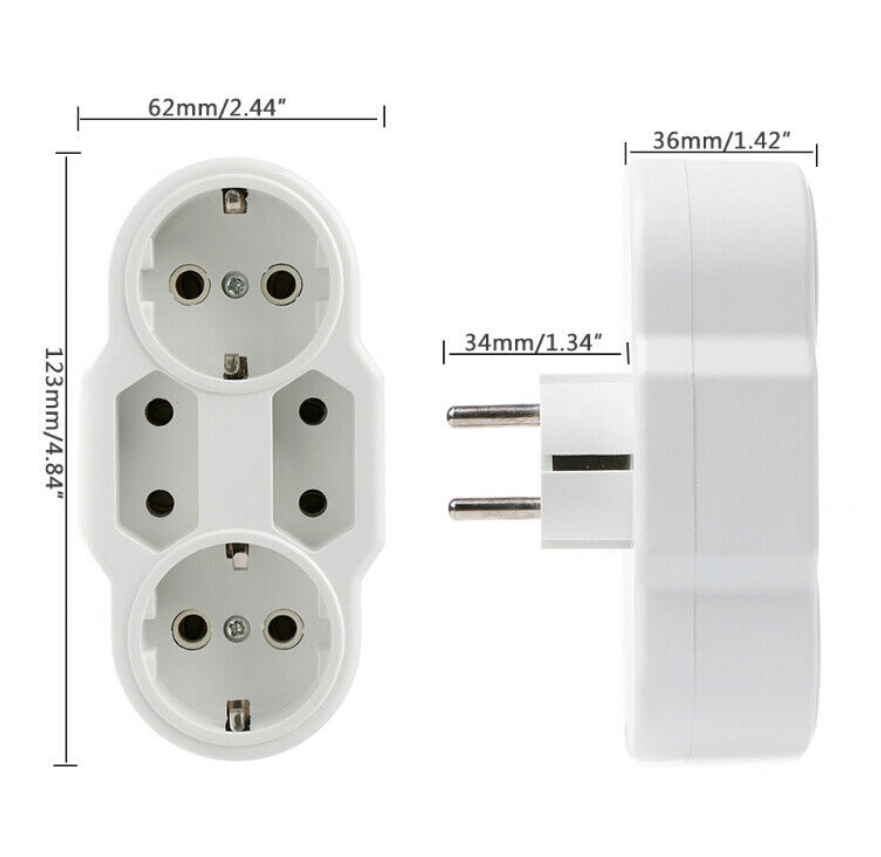 Мережевий розгалужувач на 4 розетки (2 Shuko + 2 Europlug)