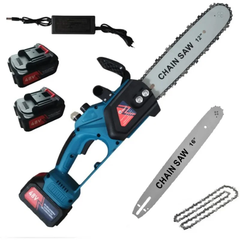 Акумуляторна ланцюгова пилка з 2 шинами на 12'' і 16'' DOMOTEC 96V