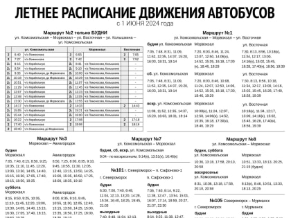 Летнее расписание движения автогбусов