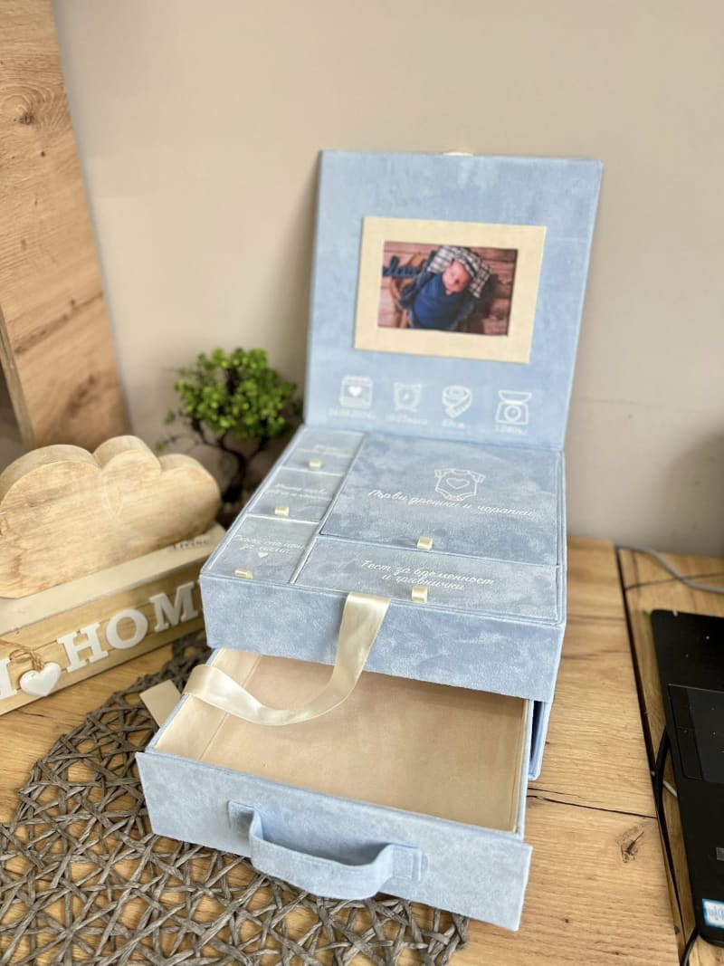 Кутия "Добре дошло бебе"в синьо