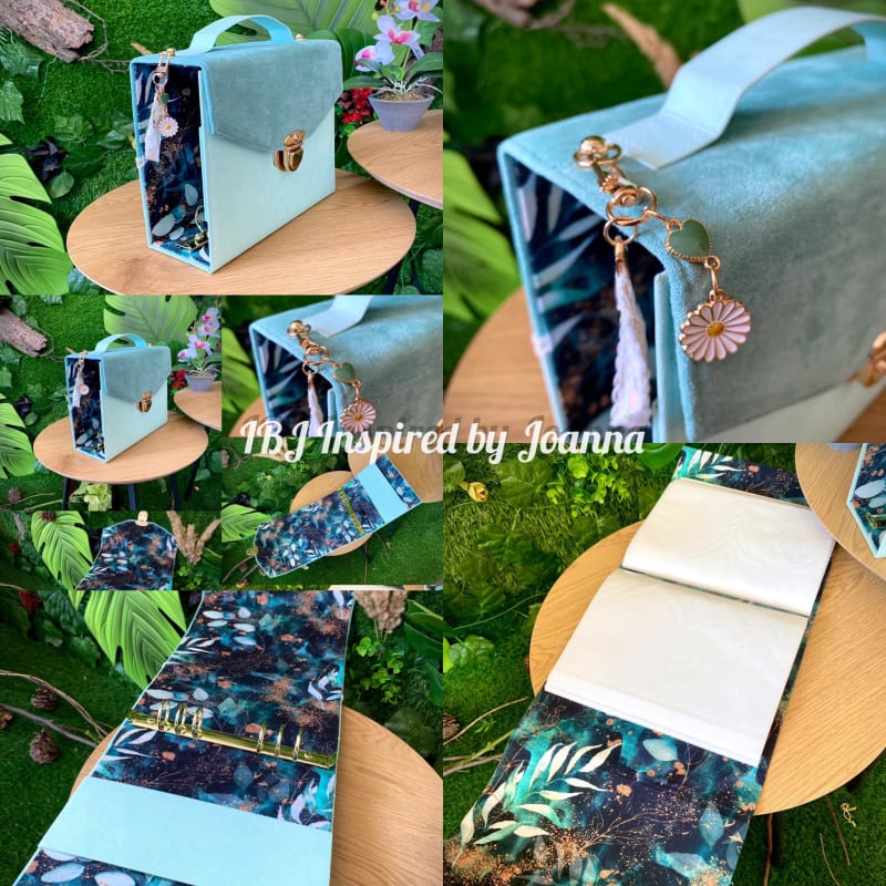 албум чанта в ментова кожа и велур бор