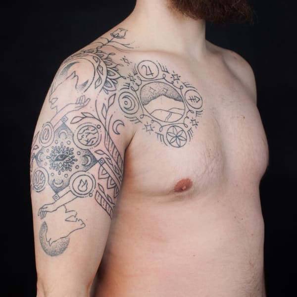 Tatuaż Dotwork — bemu — Mila Tattoo Studio Kraków