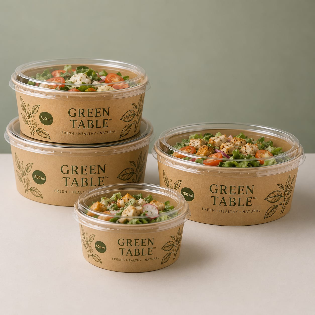 Custom Printed Paper Salad Bowls — view 1