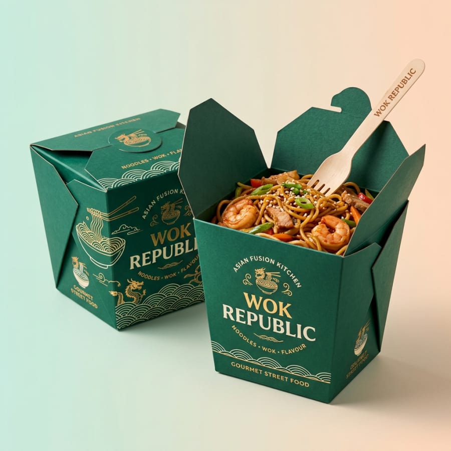Custom Printed Noodle Boxes, construction detail