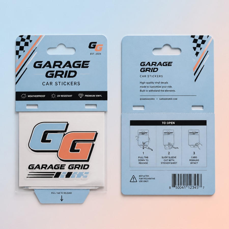 Car Stickers Header Cards, construction detail