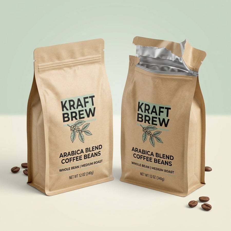 Kraft Mylar Bags, construction detail