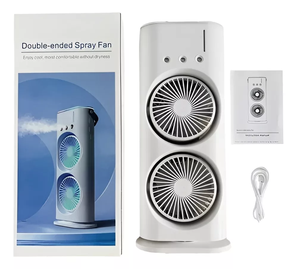 Spray Fan Double-Ended Fan Mini Evaporative Air Cooler Humidifier Fan With LED Light Personal Air Cooler For Travel Camping Room