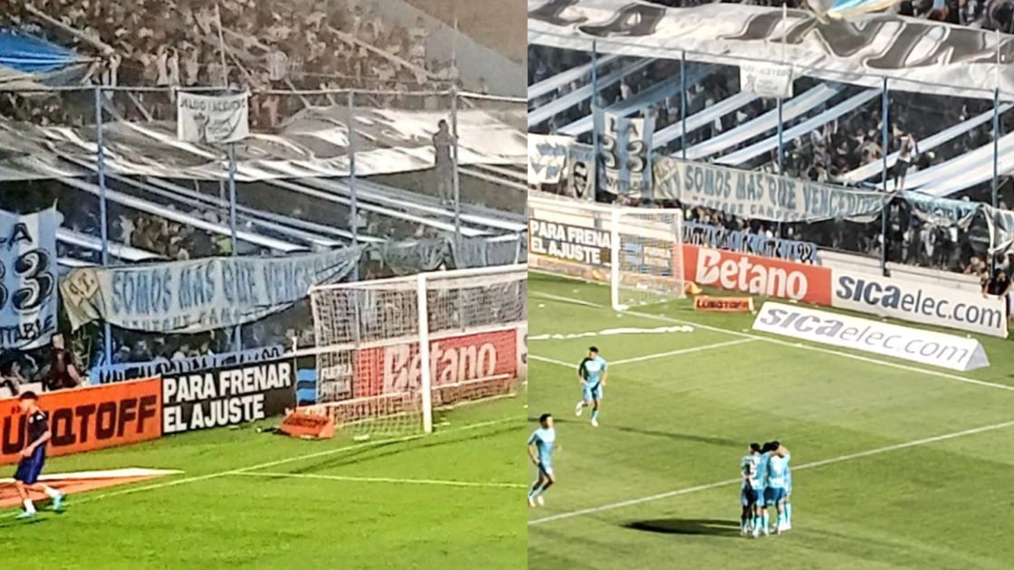 Apareció una bandera en apoyo a Osvaldo Jaldo y Miguel Acevedo en la tribuna Chile