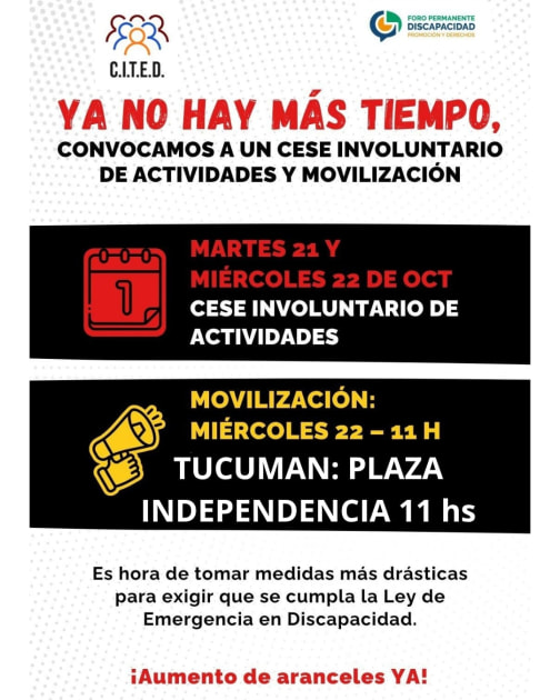 Emergencia en discapacidad: prestadores protestan mañana y el miércoles con un cese en la atención