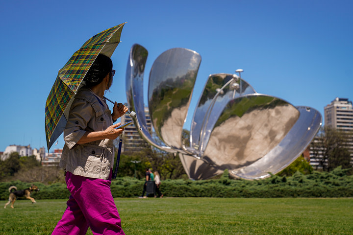 Restauraron los dos pétalos de la Floralis Genérica