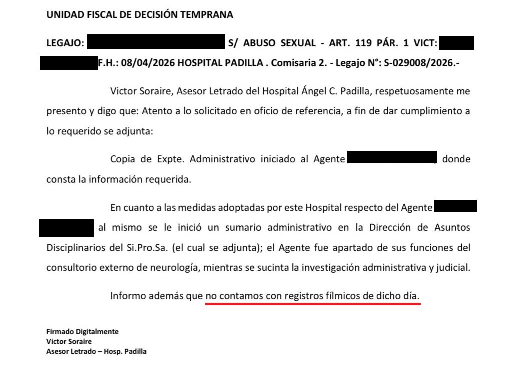 Presunto abuso en el Padilla: el hospital no aportó las cámaras de seguridad y la Justicia no ordenó allanamientos