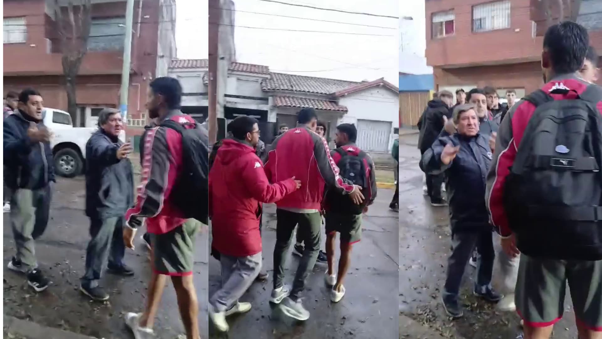 El cruce del "Caco" García con unos hinchas: la imagen que resume el peor momento de San Martín