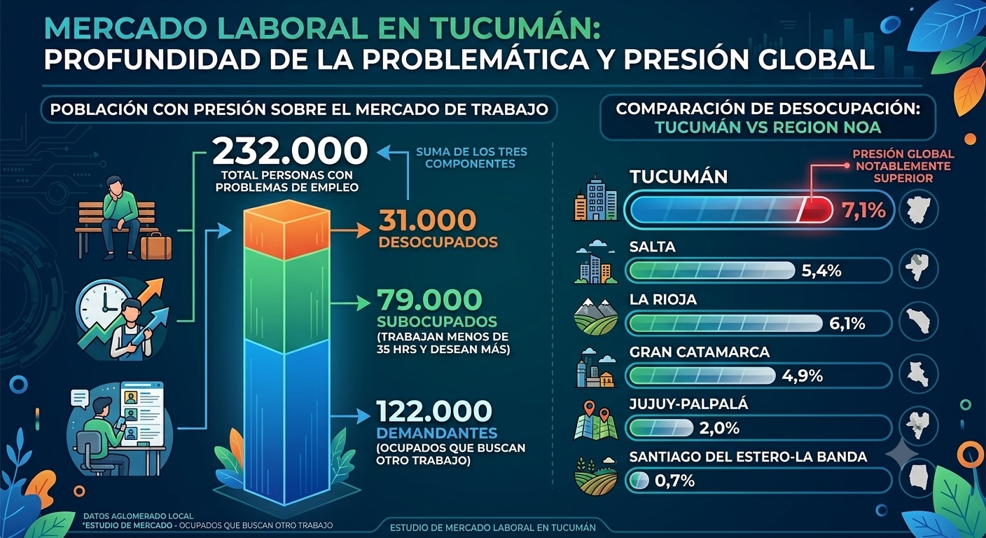 Más de 232.000 tucumanos enfrentan problemas de inserción o precariedad laboral