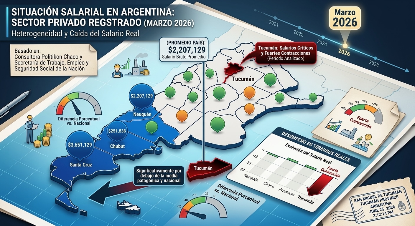 El sueldo en el sector privado en Tucumán es un 37% inferior al promedio nacional