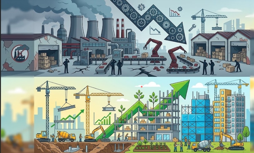 Escenario dispar para la economía con una industria en retroceso y una construcción que logra repuntar