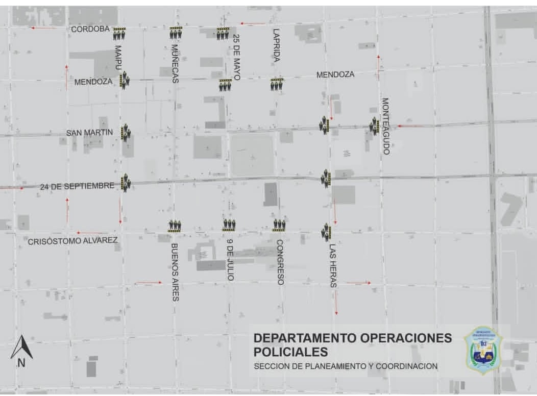 Estas son las 15 esquinas en las que habrá controles de la Policía tras la final del Mundial Argentina vs España