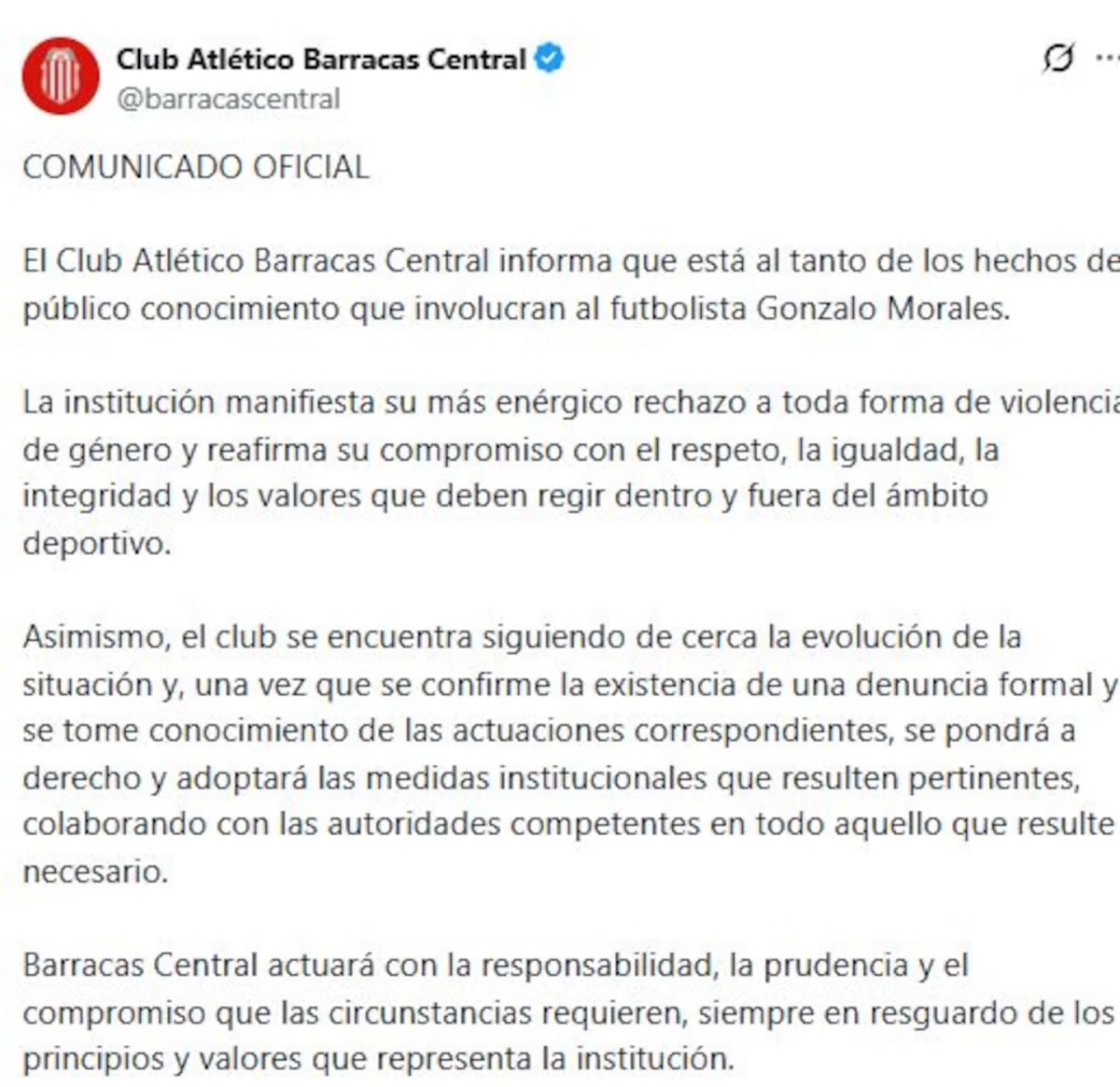 el-comunicado-de-barracas-central-en-sus-redes-sociales-foto-barracascentralx-GZPFS4O5Q5C5VEYU374C7ELVRU.avif
