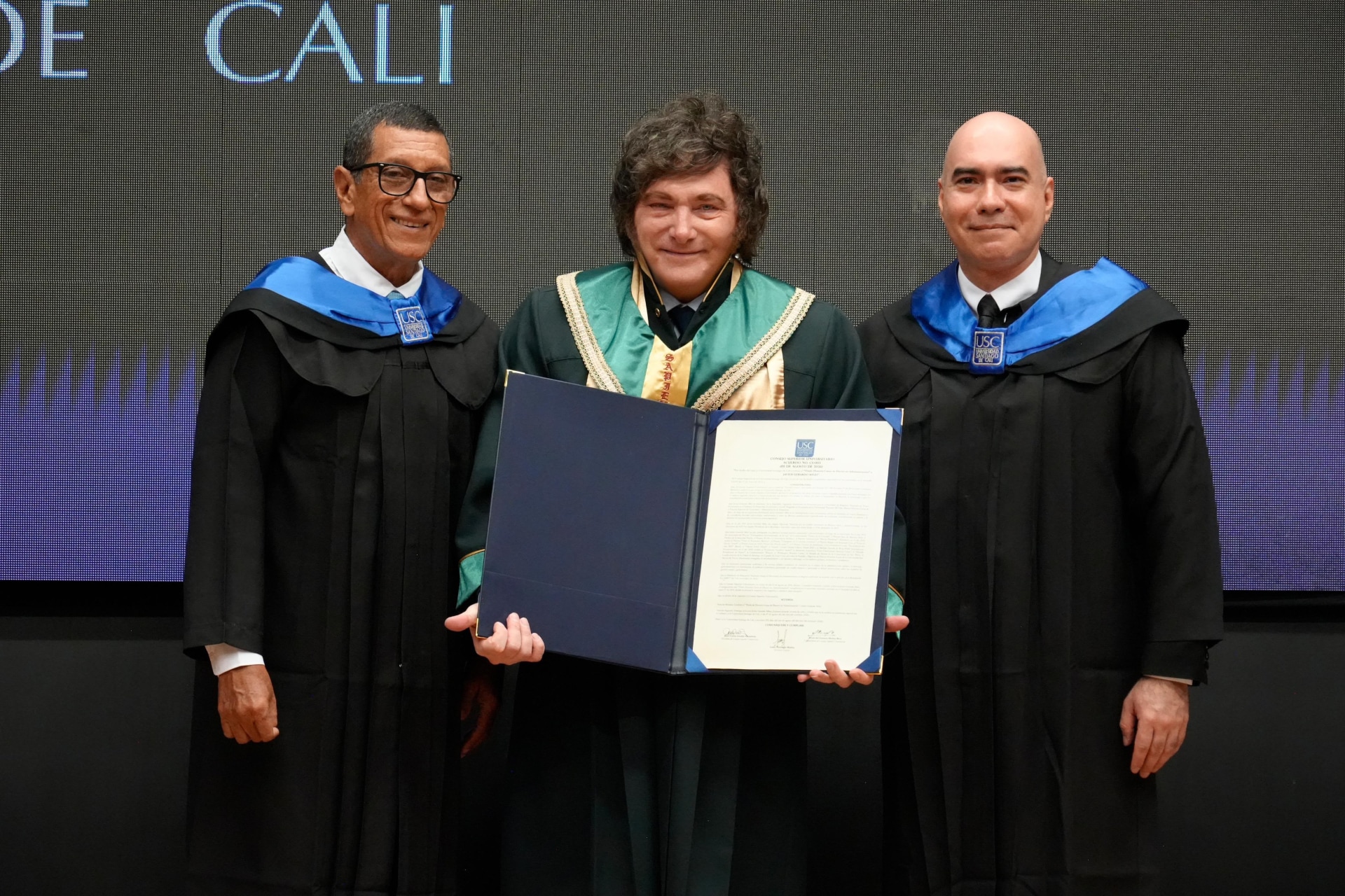 El Presidente Javier Milei recibió doctorado honoris causa en Cali