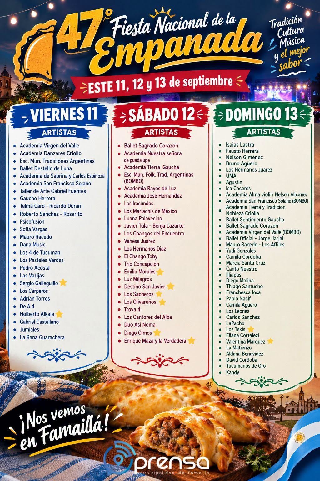Fiesta Nacional de la Empanada Famaillá Grilla completa.jpg
