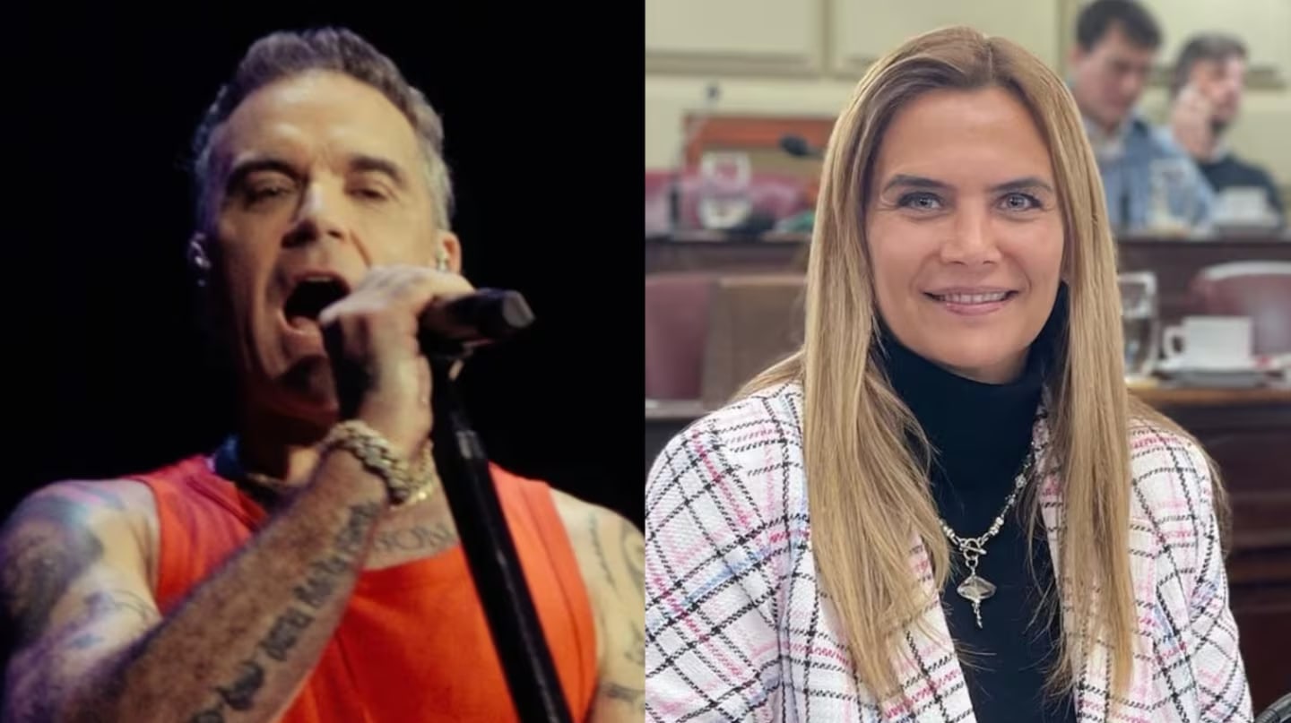 Robbie Williams bromeó en pleno show sobre su histórico encuentro con Amalia Granata
