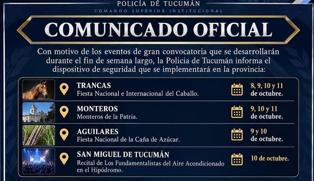 La Policía de Tucumán prohíbe las "previas" para  los recitales de este fin de semana largo