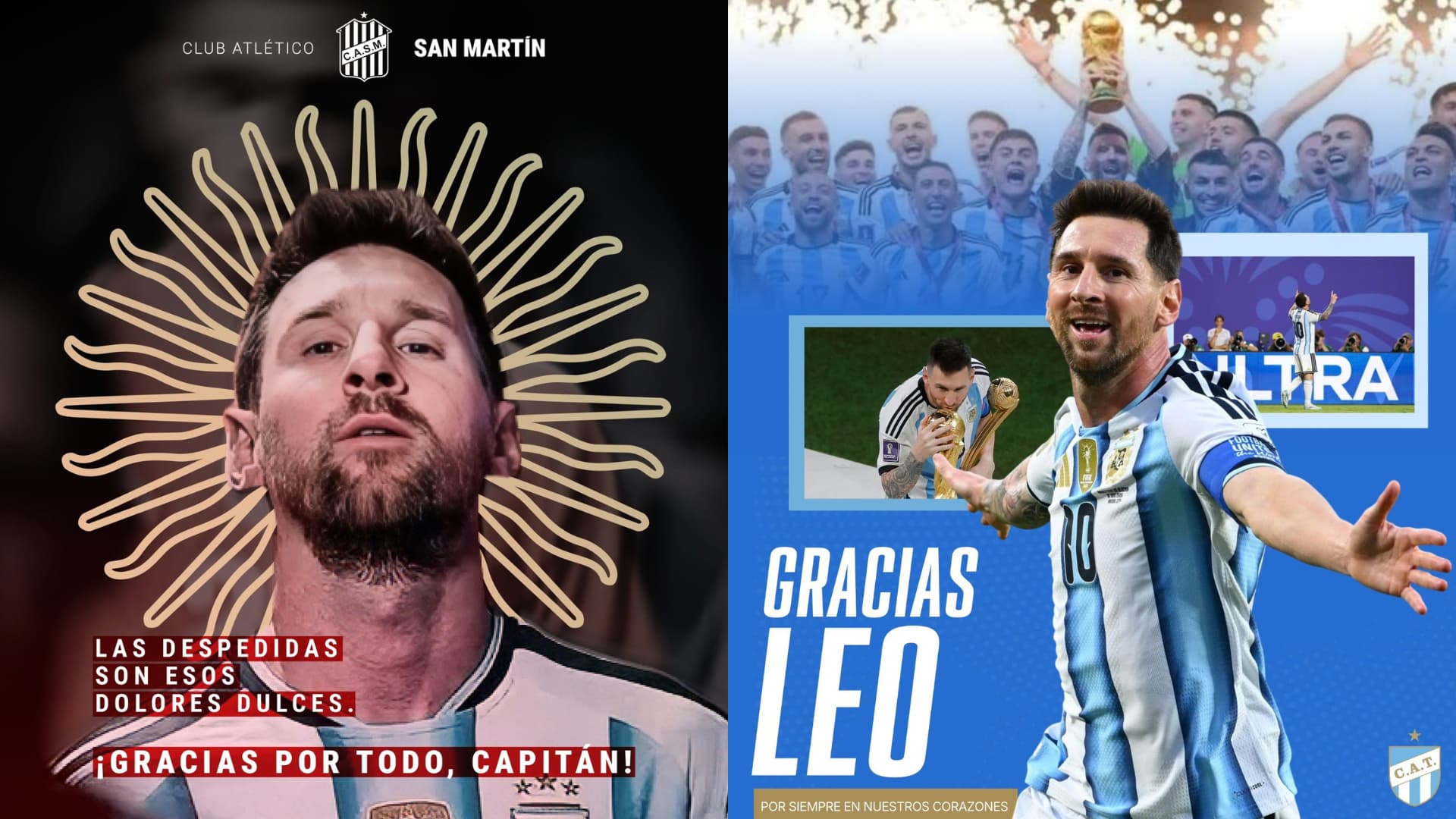 Dos camisetas, un mismo adiós: el Decano y el Santo despidieron a Messi