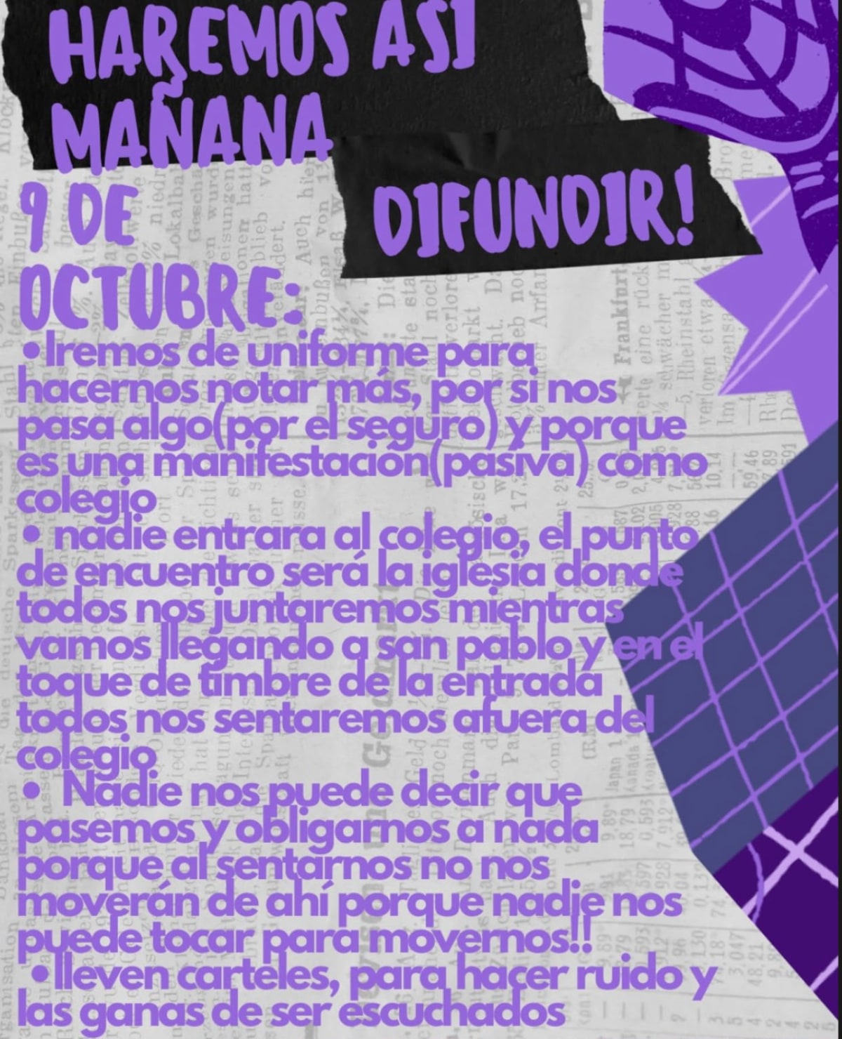 Imagen difundida en relación con la convocatoria a la sentada