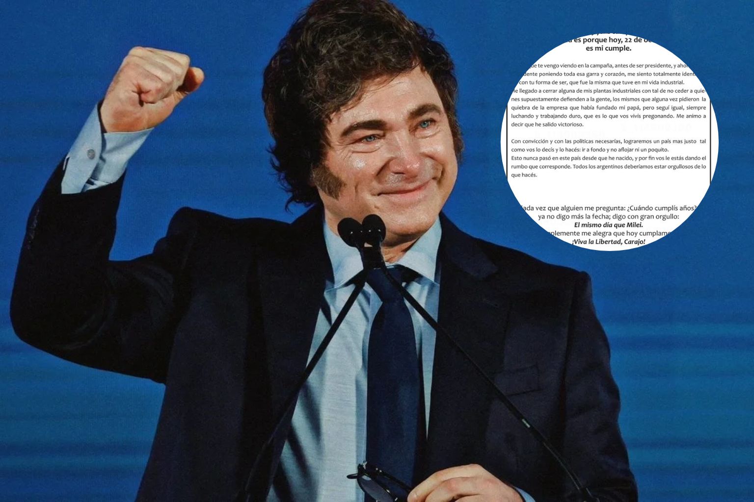 Cumple años el mismo día que Milei y le dedicó una emotiva carta: “Me siento identificado con tu forma de ser”