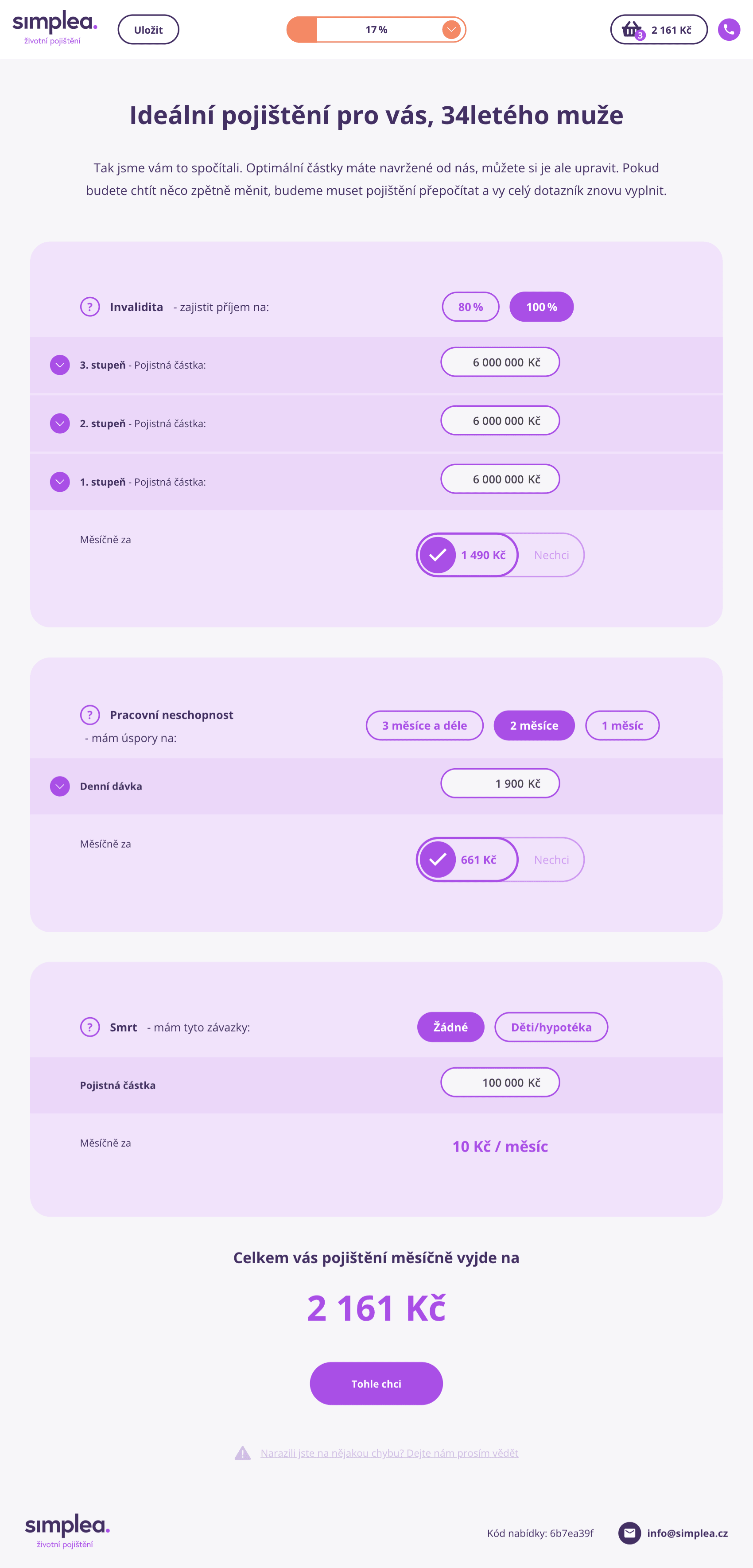 Screenshot webu Životní pojištění online
Simplea #2