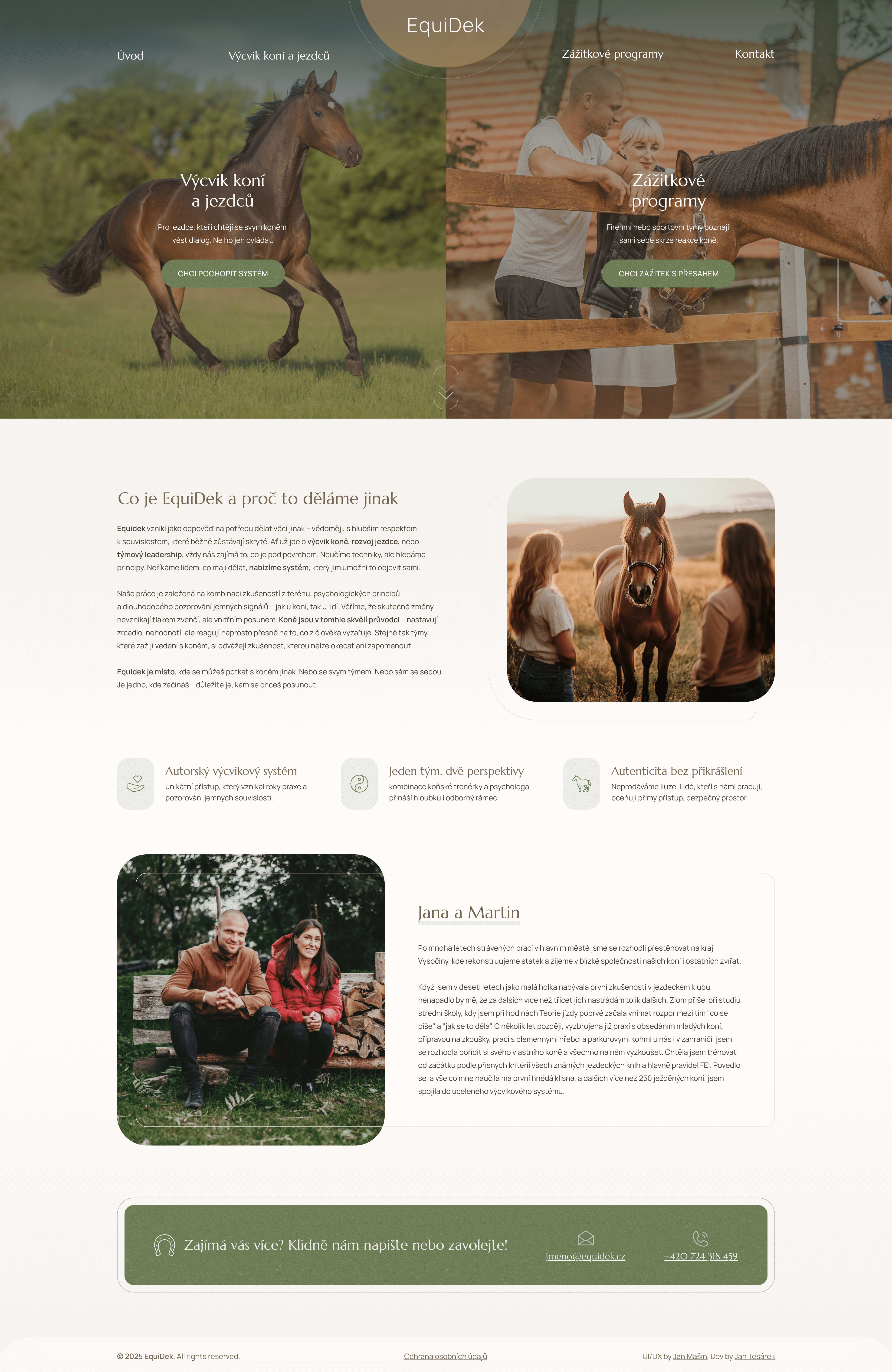 Screenshot webu Výcvik koní a rozvoj lidí
EquiDek #1
