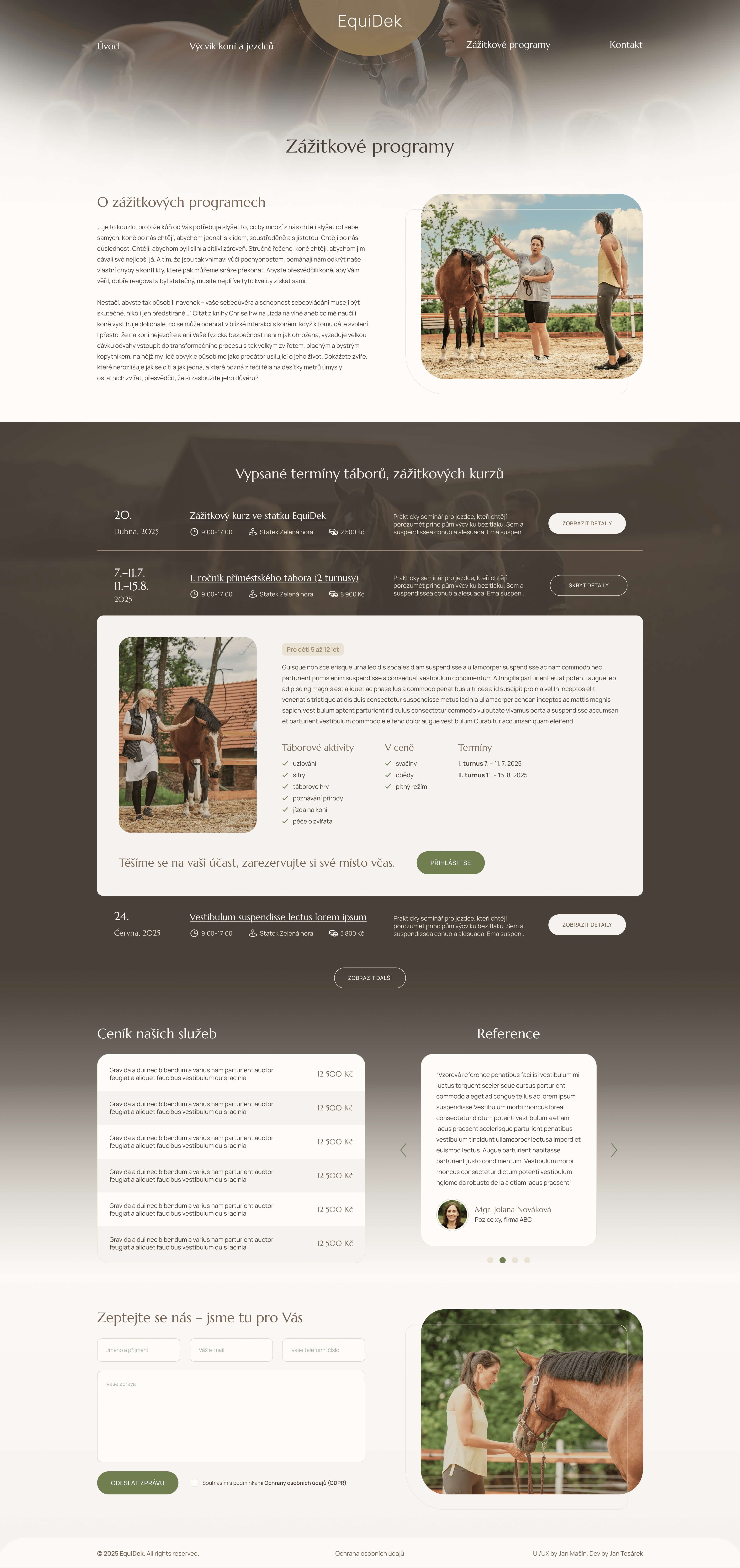 Screenshot webu Výcvik koní a rozvoj lidí
EquiDek #2
