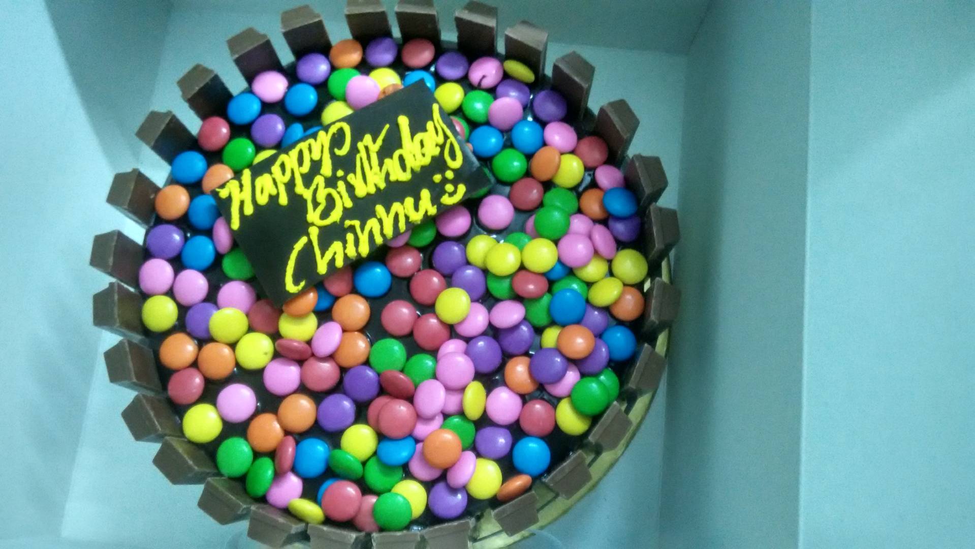 kit Kat Chocolate cake Garnished with Gems
