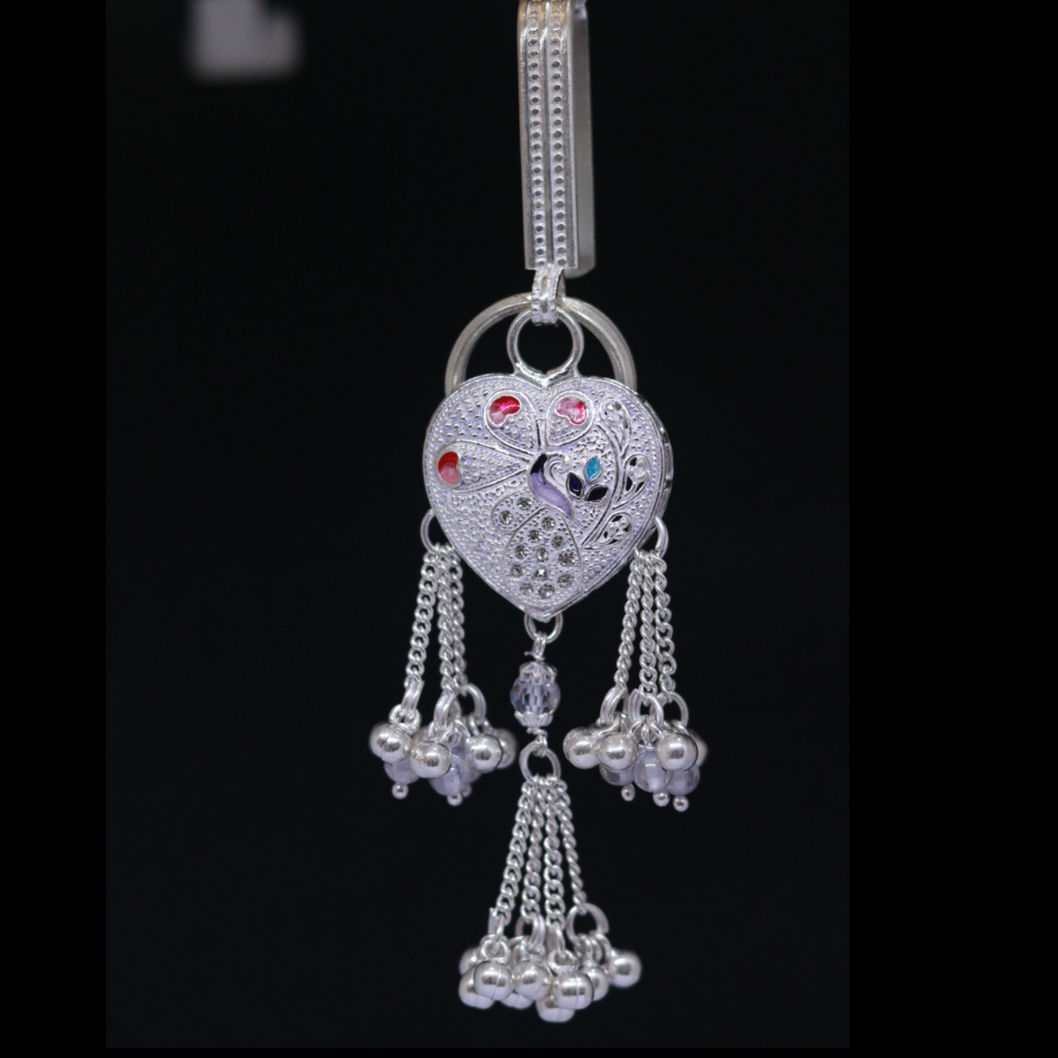 Silver Peacock Keyring