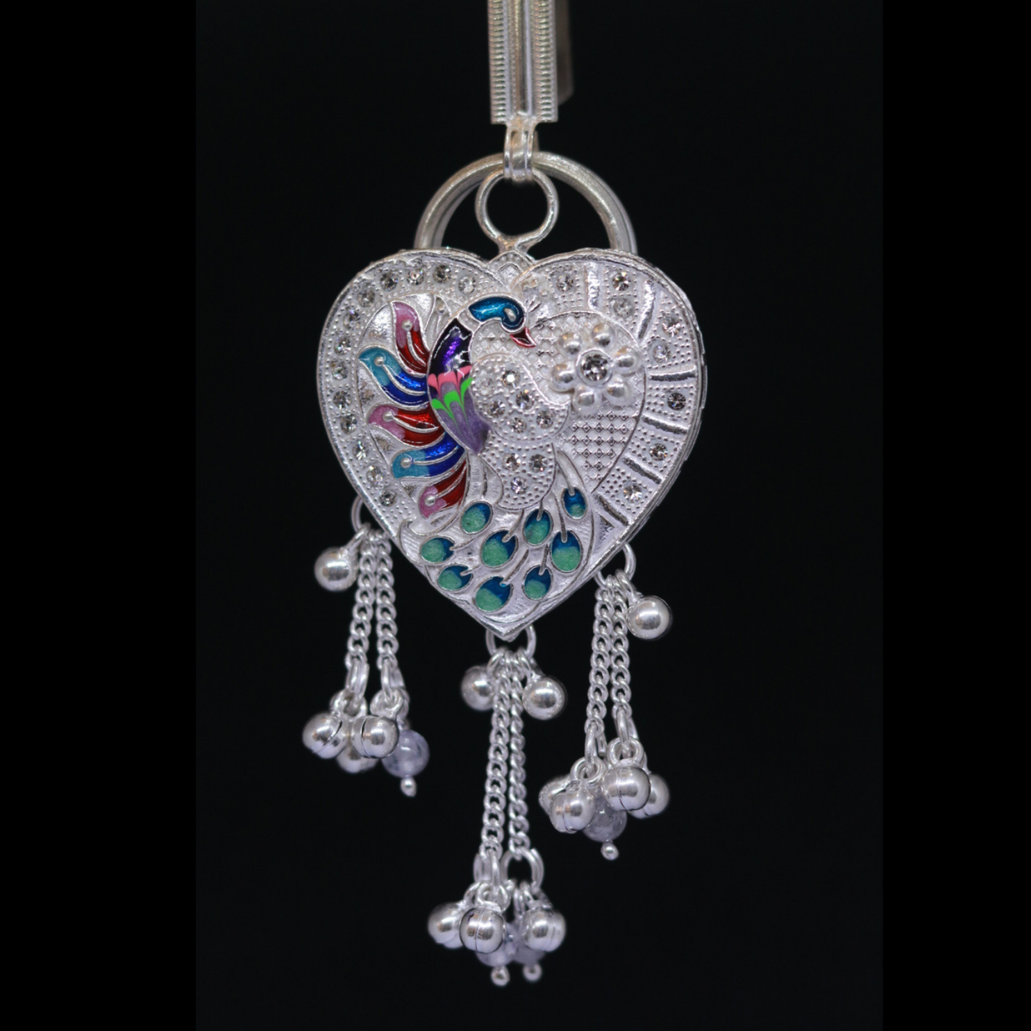 Silver Keyring Peacock-Stone