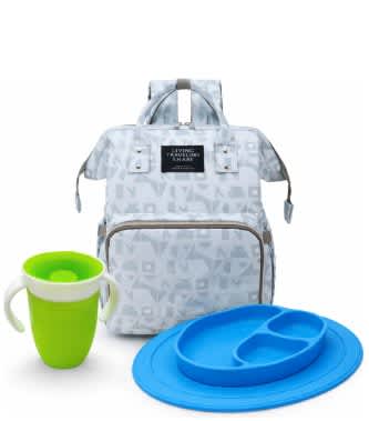 Combo Pañalera Essential + Vaso 360° Y Plato Silicona