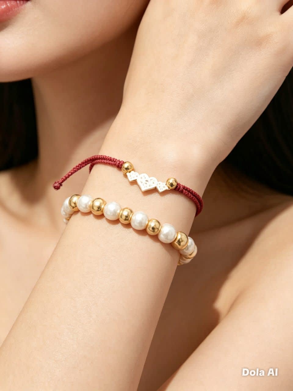 Pulseras marrón y dorado