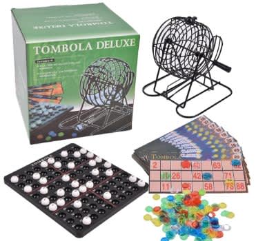 JUEGO DE BINGO CON BOLILLERO METALICO 90 NUMEROS Y 40 CARTONES