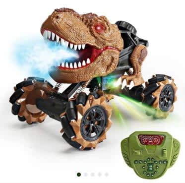 CARRO DINOSAURIO A CONTROL REMOTO CON HUMO Y LUCES LED
